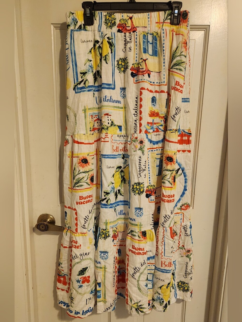 Haver & Blair Women's Tiered Maxi Skirt with Colorful Italian Print, Size L